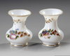 TWO IMPORTANT TINY HAND PAINTED OPALINE BACCARAT VASES, MID 19TH CENTURY