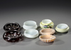 FOUR FRENCH JEWELRY BOXES OF OPALINE AND BOHEMIAN GLASS, EARLY 20TH CENTURY
