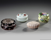 FOUR FRENCH JEWELRY BOXES OF OPALINE AND BOHEMIAN GLASS, EARLY 20TH CENTURY