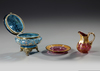 TWO BOHEMIAN MOSER GLASS, A  JEWELRY BOX AND A PITCHER, CIRCA 1880