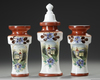 A SET OF THREE FRENCH OPALINE VASES, CIRCA 1880