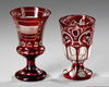 TWO BOHEMIAN HAND CARVED GLASS GOBLETS, CIRCA 1900