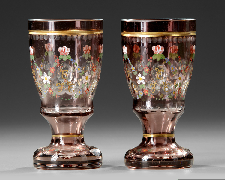 A PAIR OF BOHEMIAN CUT GLASS GOBLETS, EARLY 20TH CENTURY