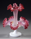 A FRENCH ROSE OPALINE ENAMELLED EPERGNE CENTERPIECE, CIRCA 1880