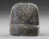 A GREEN ALABASTER PLANK IDOL, 2ND MILLENNIUM BC