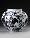 A CHINESE BLUE AND WHITE JAR, MING DYNASTY OR LATER