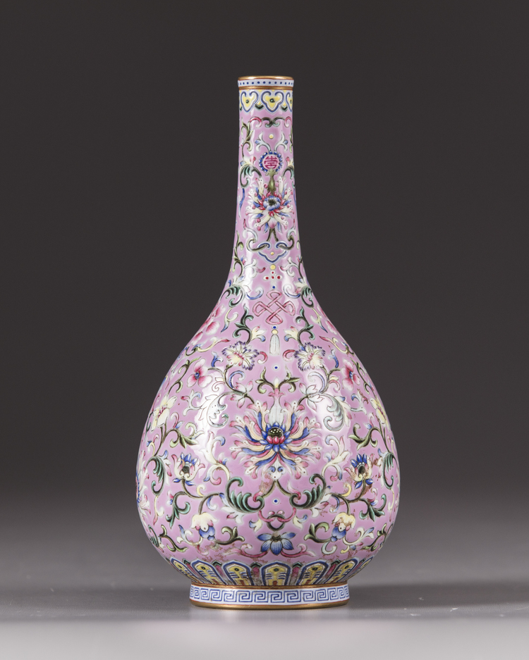 A 'famille rose' bottle-vase