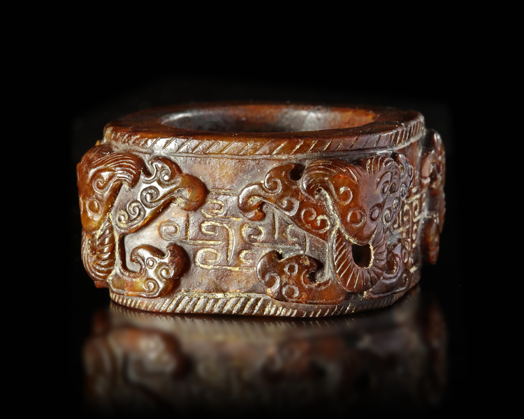 A CHINESE MOTTLED JADE CONG, MING DYNASTY (1368-1644)