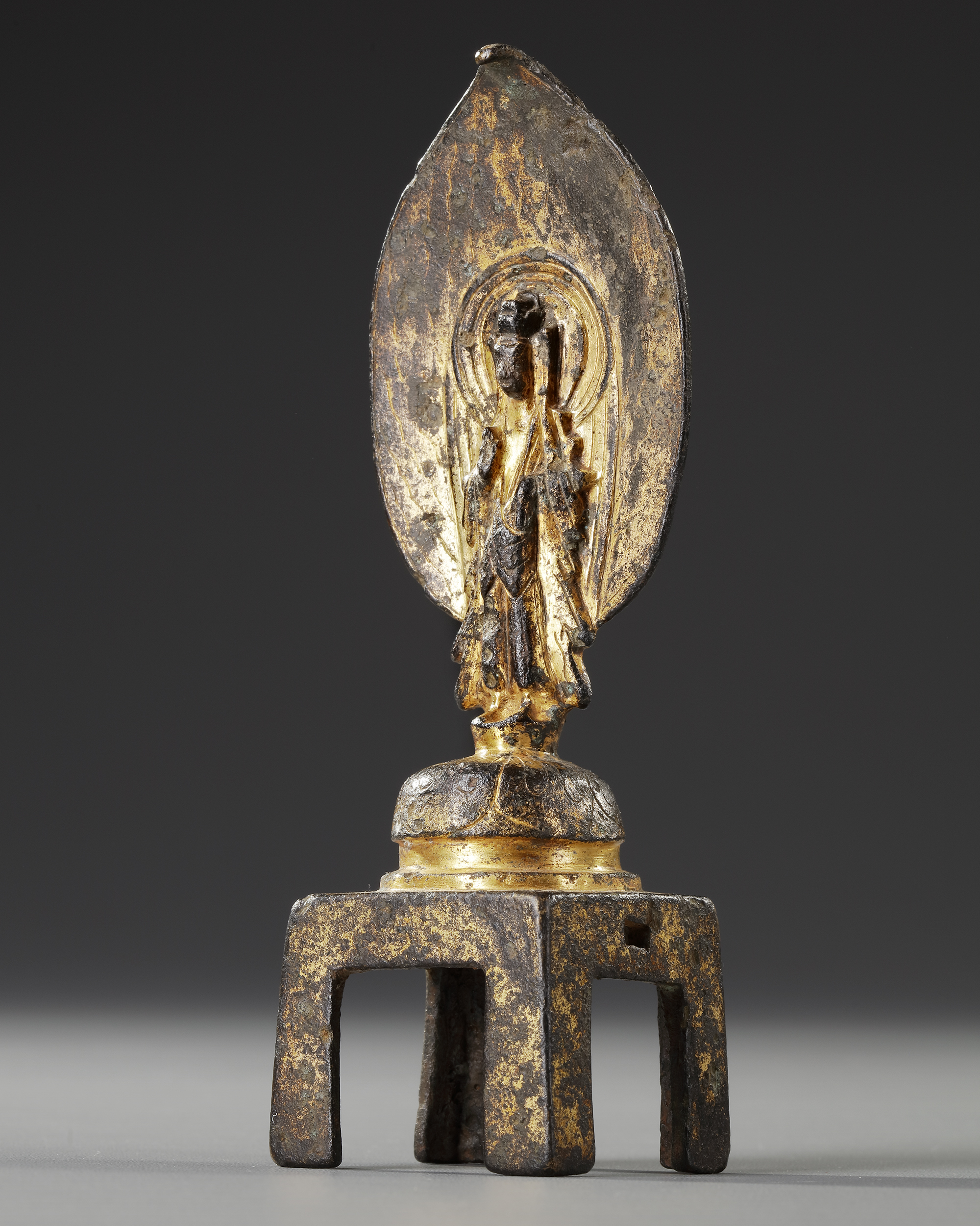 A CHINESE GILT-BRONZE VOTIVE FIGURE OF A BODHISATTVA, SONG DYNASTY