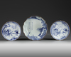 THREE JAPANESE BLUE AND WHITE DISHES, 17TH CENTURY