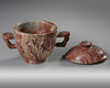A CHINESE SOAPSTONE CARVED BOWL AND COVER, 19TH CENTURY