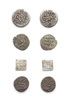 FOUR SILVER AND BRONZE COINS