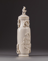 A Chinese ivory ‘chilong’ vase and cover
