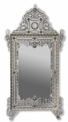 AN OTTOMAN MOTHER OF PEARL, BONE AND TORTOISESHELL INLAID WOODEN MIRROR, SYRIA, 19TH CENTURY