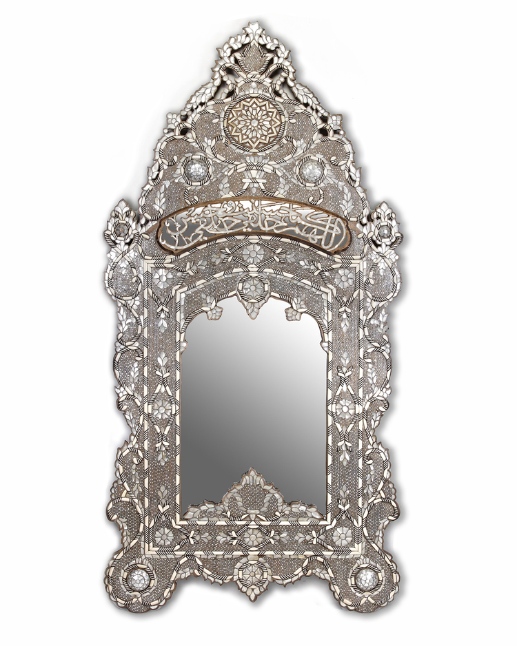 A TURKISH MOTHER OF PEARL AND BONE INLAID MIRROR, EARLY 20TH CENTURY