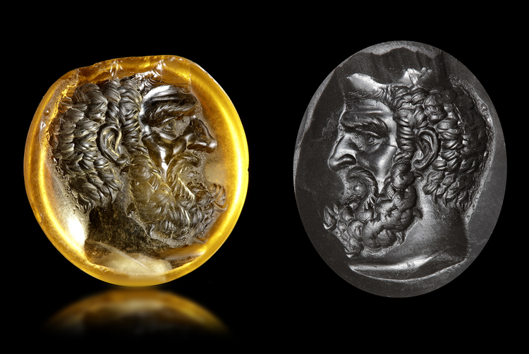 A ROMAN CITRINE INTAGLIO OF HERCULES, 1ST CENTURY BC-AD
