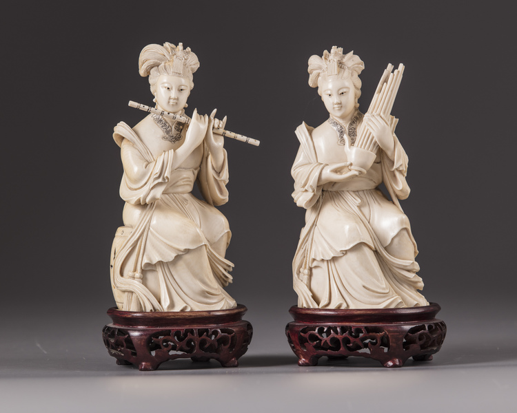 Two ivory carvings of a lady