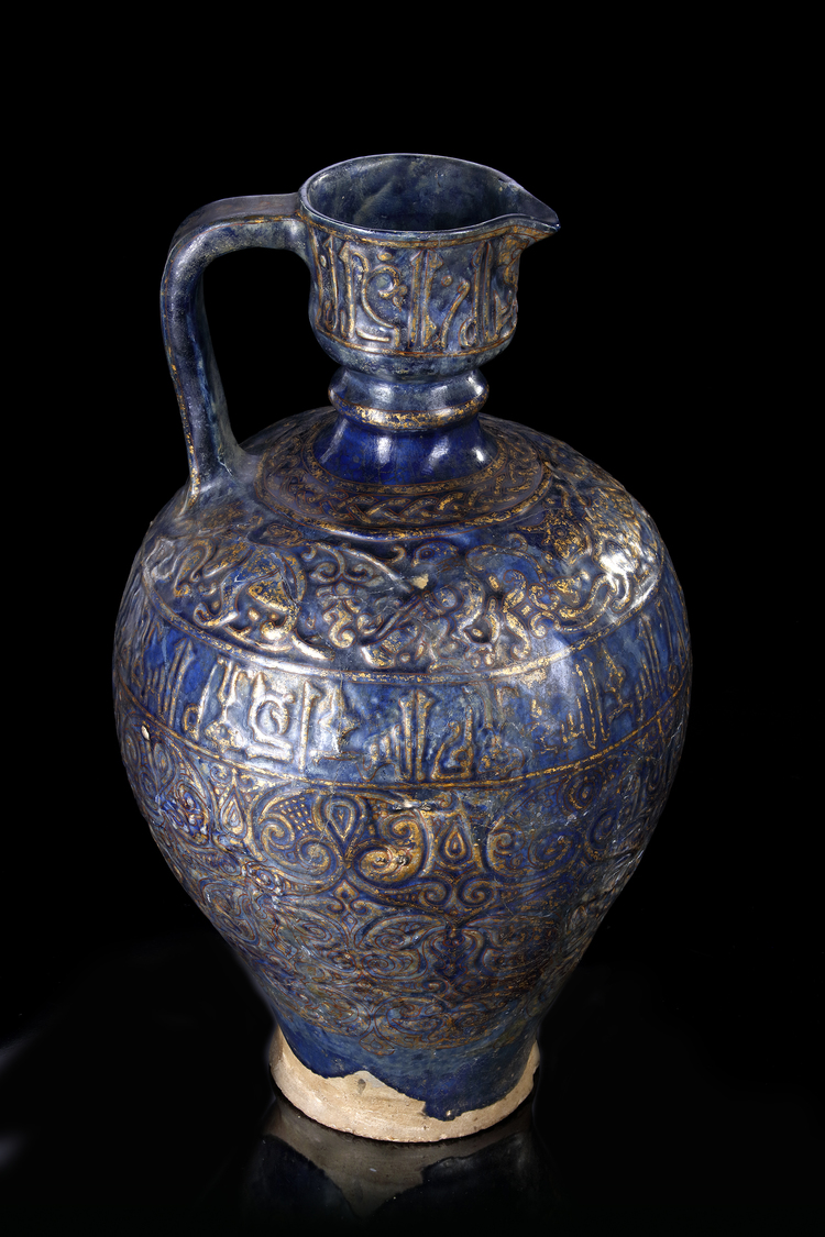 A Monumental Lajvardina Pottery Jug Ilkhanid Persia 13th Century