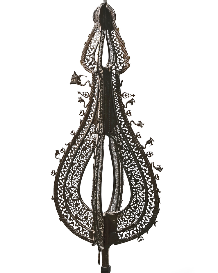A MONUMENTAL SAFAVID PIERCED-STEEL PROCESSIONAL STANDARD ('ALAM) PERSIA, 17TH CENTURY