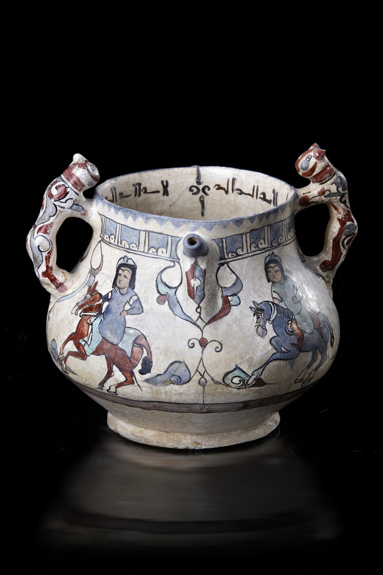 * AN ISLAMIC VASE WITH ZOOMORPHIC HANDLES, PERSIA, KASHAN, LATE 12TH-EARLY 13TH CENTURY