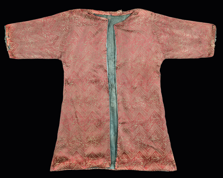 AN OTTOMAN LAMPAS-WEAVE TUNIC MADE FROM A CENOTAPH COVER, TURKEY, LATE 19TH CENTURY