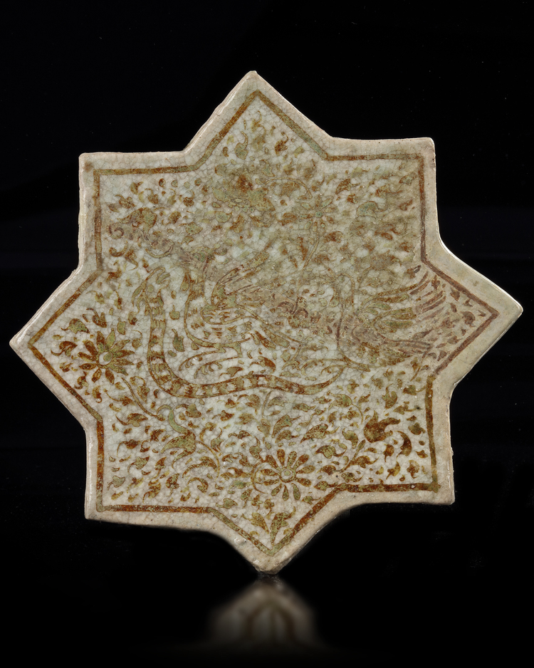 A Kashan Lustre Pottery Star Tile Persia 13th Century