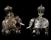 TWO EBONY WOODEN CARVED ELEPHANTS, 20TH CENTURY