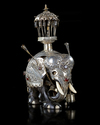 TWO EBONY WOODEN CARVED ELEPHANTS, 20TH CENTURY