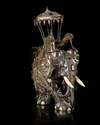 TWO EBONY WOODEN CARVED ELEPHANTS, 20TH CENTURY