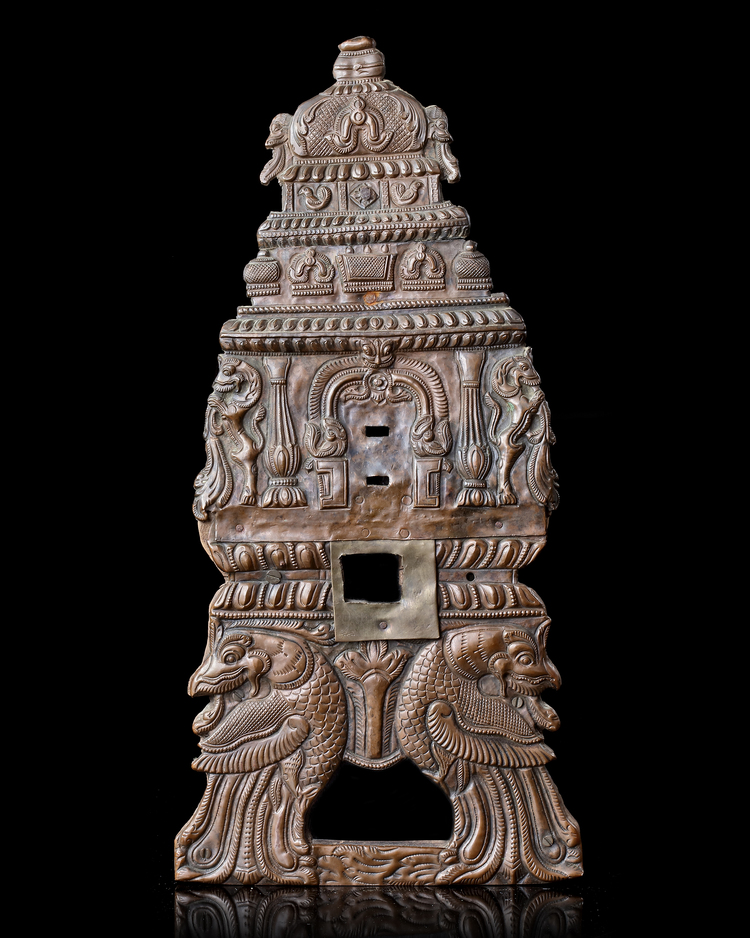 A NEPALESE COPPER REPOUSSE PLAQUE, 20TH CENTURY