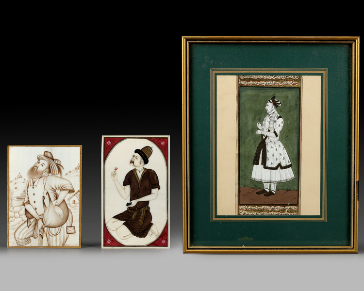 THREE PERSIAN MINIATURES,  20TH CENTURY