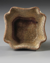 A CHINESE CRACKLE-GLAZED SQUARE-SECTION CUP, QING DYNASTY (1644-1911)
