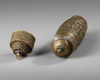 A GILT BRASS SCROLL HOLDER, INDIA 20TH CENTURY