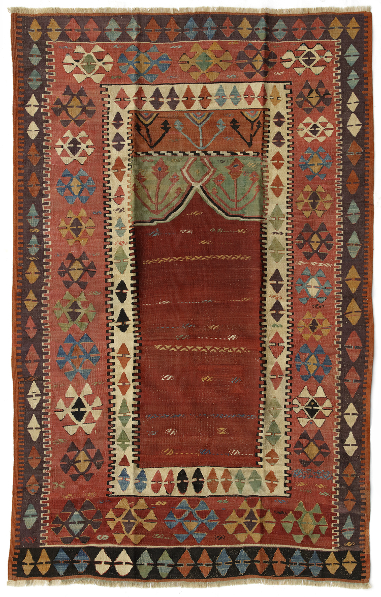 A FINE KONYA PRAYER KILIM RUG, MID 19TH CENTURY
