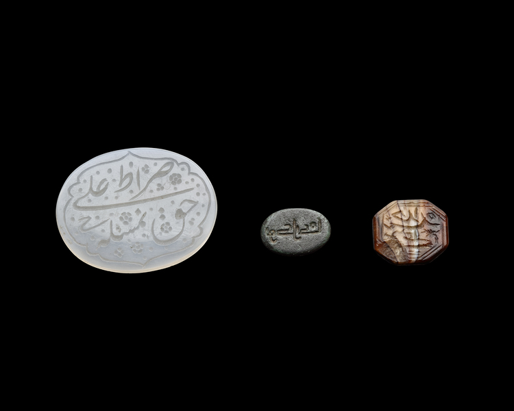 THREE PERSIAN AGATE SEALS, QAJAR PERIOD, 18TH-19TH CENTURY