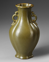 A CHINESE TEADUST-GLAZED TWIN-HANDLED VASE, 19TH CENTURY