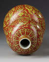 A LARGE YELLOW AND RED-ENAMELED 'DRAGON AND PHOENIX' DOUBLE-GOURD VASE, MING DYNASTY (1368-1644) OR LATER