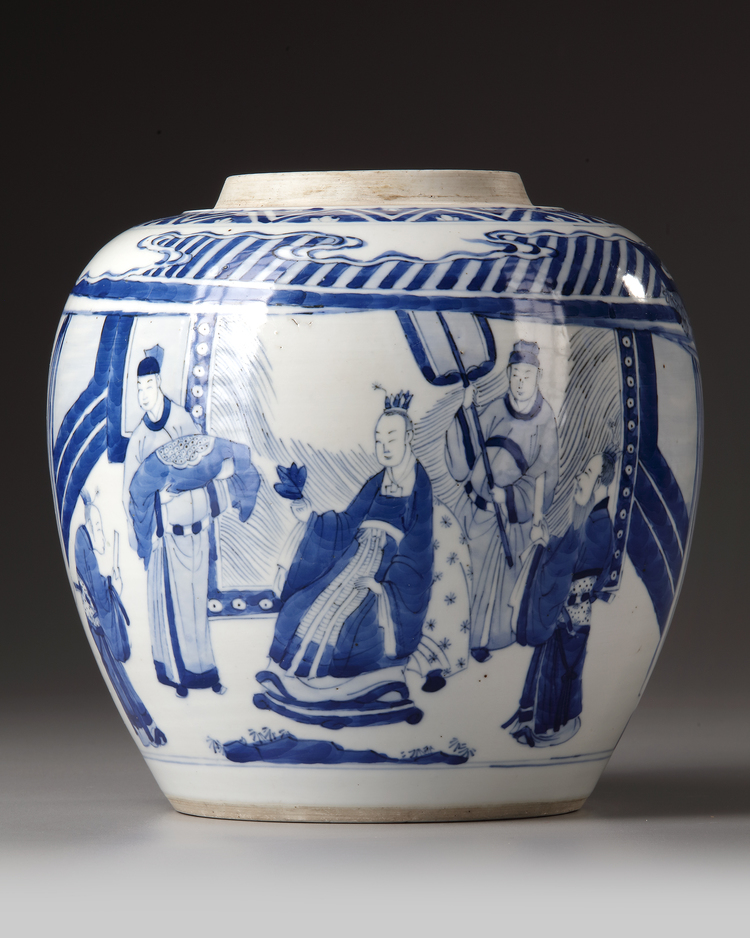 A CHINESE BLUE AND WHITE GINGER JAR, 19TH CENTURY