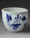 A CHINESE BLUE AND WHITE SCROLL POT, QING DYNASTY (1644–1911)