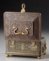 AN ENGRAVED AND PIERCED QAJAR BRASS CASKET, 18TH - 19TH CENTURY