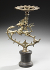 AN INDIAN BRONZE OIL LAMP BASE, 19TH CENTURY