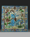 A QAJAR MOULDED POTTERY TILES PANEL, PERSIA, 19TH-20TH CENTURY