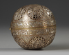 A MAMLUK REVIVAL SILVER INLAID SPHERICAL BRASS CENSER, SYRIA OR EGYPT, 19TH CENTURY