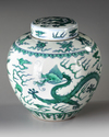 A CHINESE GREEN-ENAMELLED DRAGON JAR, 19TH-20TH CENTURY