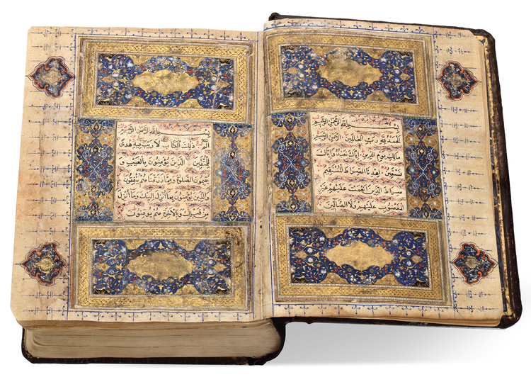 AN ILLUMINATED QURAN, SAFAVID PERSIA, SIGNED AlA'-DIN MUHAMMED IBN SHAMS AL-DIN MUHAMMED AL-HAFIZ AL-TABRIZI AND DATED SHA'BAN 981 AH/1573 AD