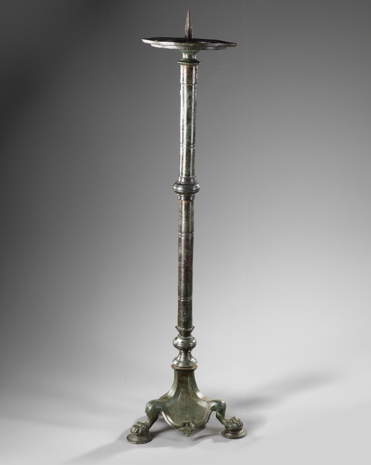 A LARGE BRONZE BYZANTINE LAMP STAND, 6TH-7TH CENTURY AD