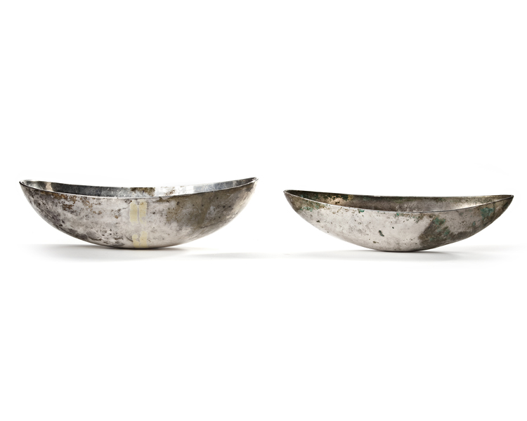 TWO OVAL SILVER BOWLS, SASSANIAN 4TH-5TH CENTURY AD