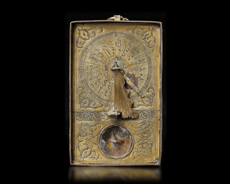 AN INDO PERSIAN BRASS QIBLA INDICATOR, 20TH CENTURY