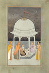 LADIES VISITING A SHRINE AT NIGHT UNDER A CANOPY, BIKANER, RAJASTHAN, NORTH INDIA, CIRCA 1780