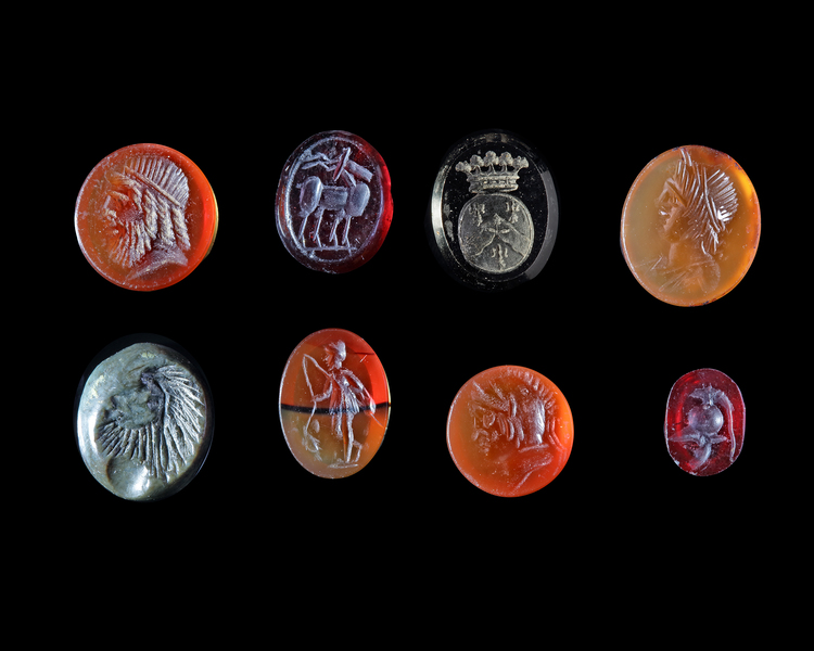EIGHT INTAGLIOS SEVEN ROMAN, ONE LATER, 2ND CENTURY BC TO 18TH CENTURY AD